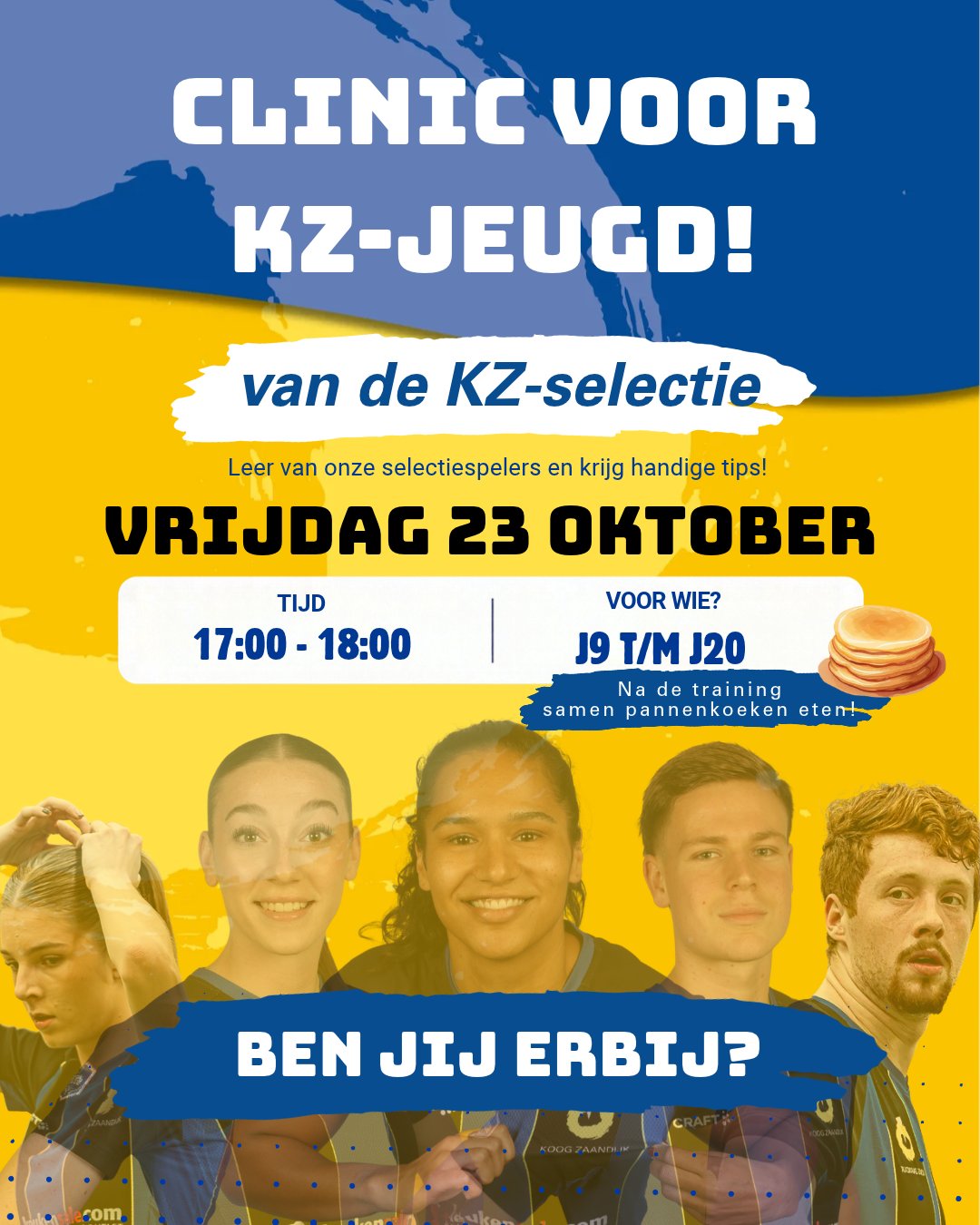 𝗖𝗹𝗶𝗻𝗶𝗰𝘀 𝗱𝗼𝗼𝗿 𝗱𝗲 𝘀𝗲𝗹𝗲𝗰𝘁𝗶𝗲 𝘃𝗼𝗼𝗿 𝗱𝗲 𝗞𝗭-𝗷𝗲𝘂𝗴𝗱!
22 en 23 oktober staan er clinics gepland voor onze KZ-jeugd!
Onze selectie geeft je tips en trics om een nog betere korfballer te worden!

Mis het niet!

#wijzijnKZ #superkogers #clinics #korfball #kzkorfbal